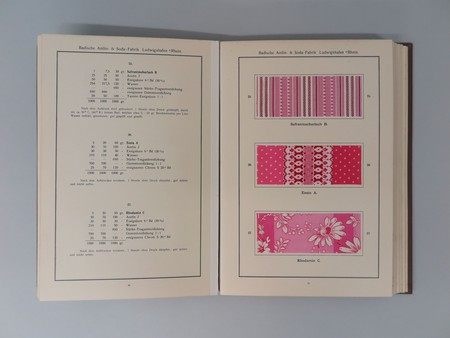das Buch zeigt Rezepturen von pinken Farbstoffen