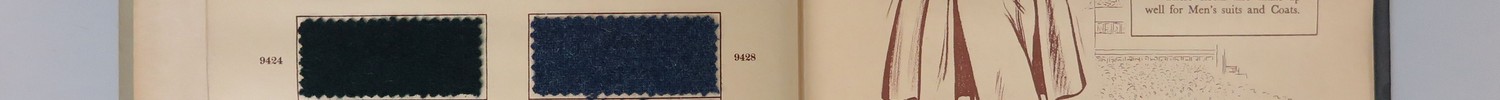 Auf einer Doppelseite sind links Muster abgebildet und rechts ein "Anwedungsbeispiel"